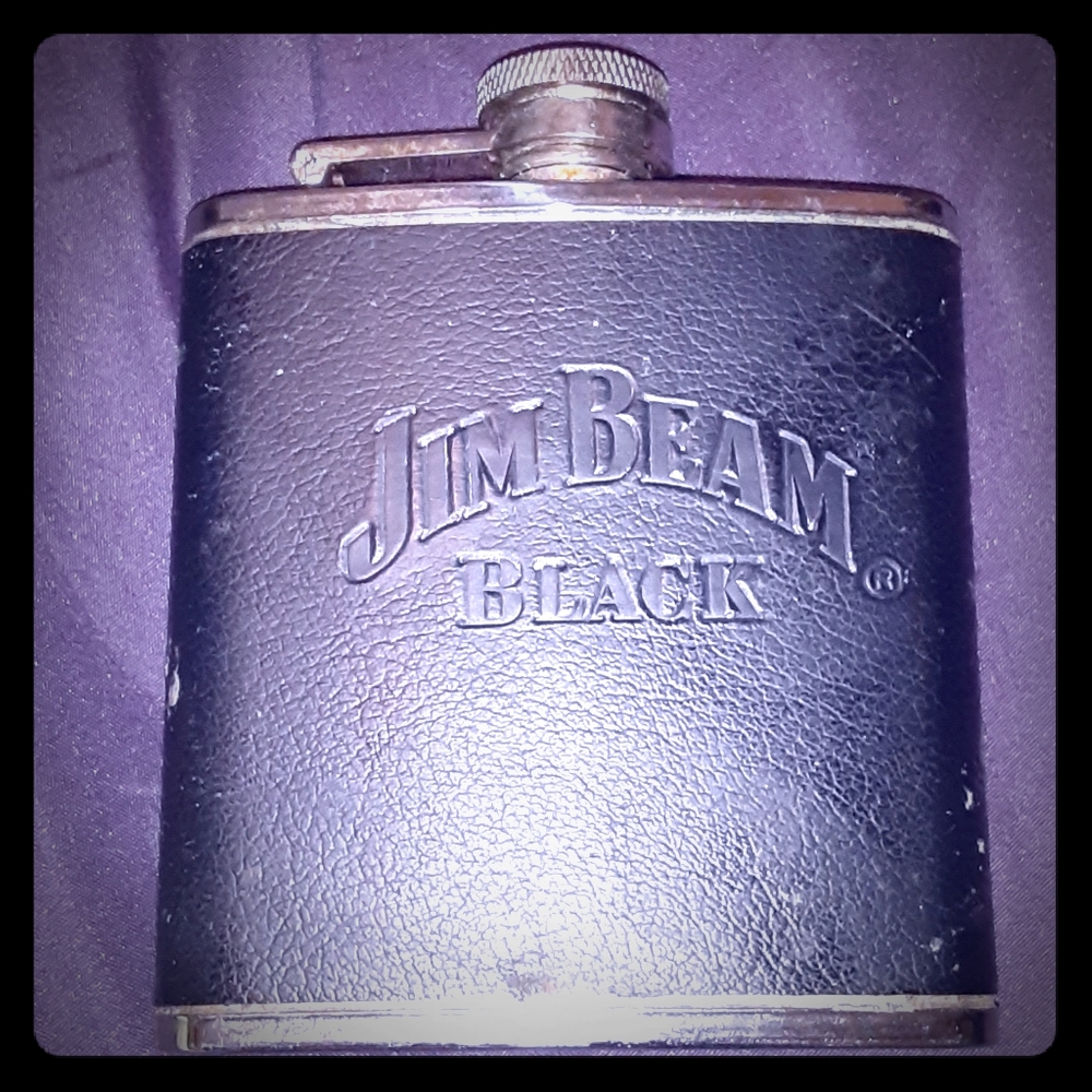 VINTAGE JIM BEAM BLACK 6oz stainless steel flask
